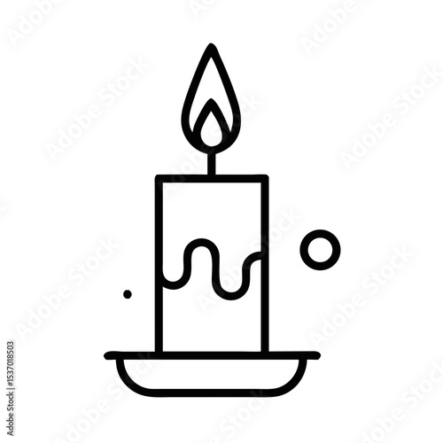 Clean crisp candle silhouette design with transparent background