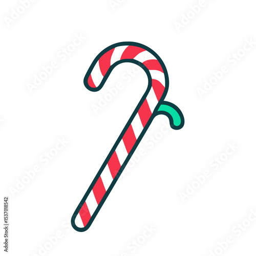 Professional candy cane graphic design element isolated on white