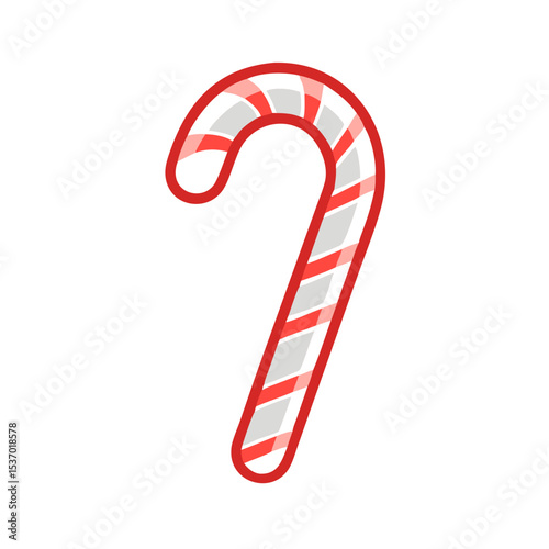 Classic red and white candy cane isolated on white background
