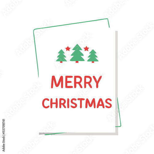 Merry christmas greeting card design element isolated on white background