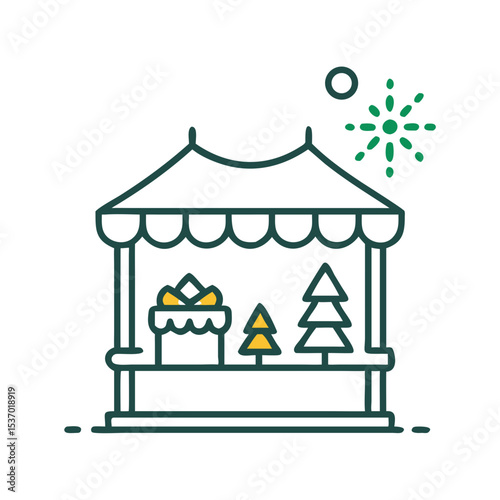 Wallpaper Mural Festive christmas market stall with gifts and trees on transparent background Torontodigital.ca