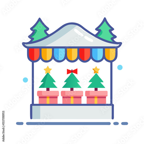 Festive christmas tree stand market stall design element