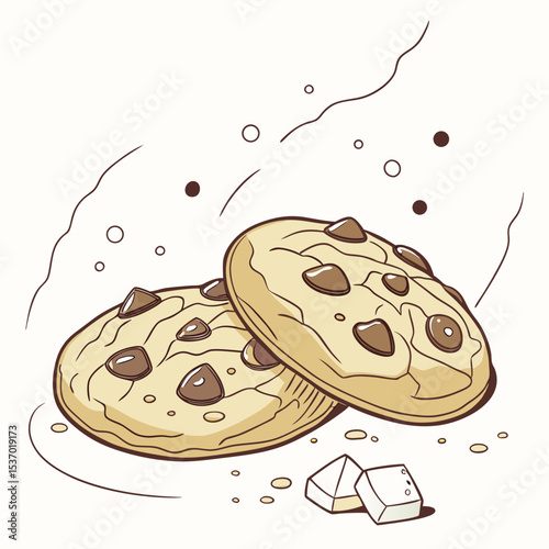 Delicious chocolate chip cookies sweet treat bakery dessert