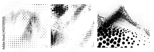 Vector Abstract portrait of a person composed of dynamic black dots.