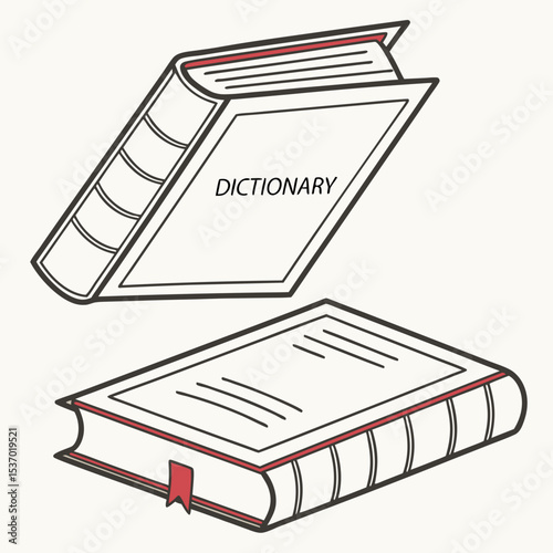 Two books dictionary and novel reading education knowledge literature