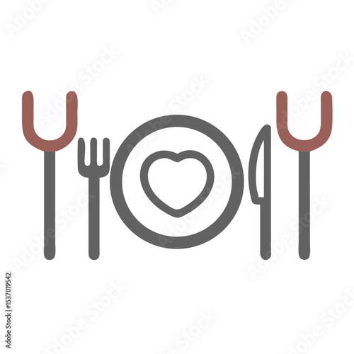 Romantic dinner cutout icon with transparent background