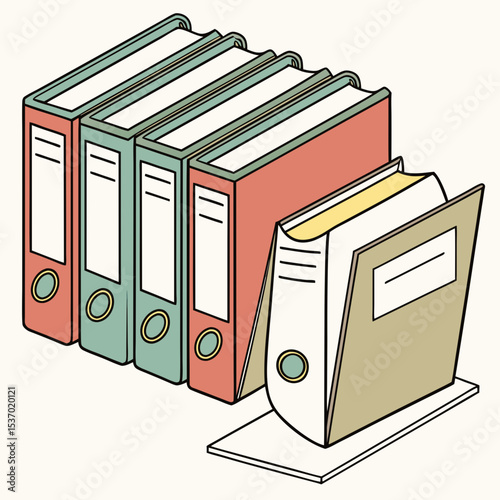 Organized office files colorful binders and folders