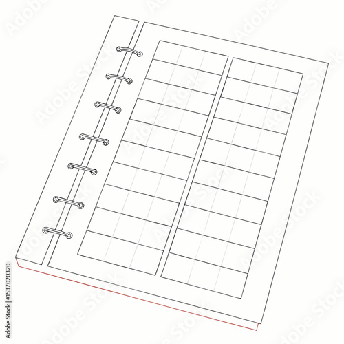 Blank spiral bound notebook grid paper design template