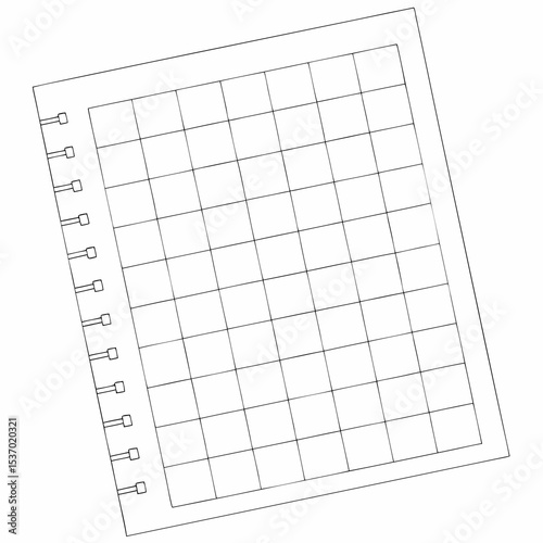 Spiral bound grid notebook paper blank template design