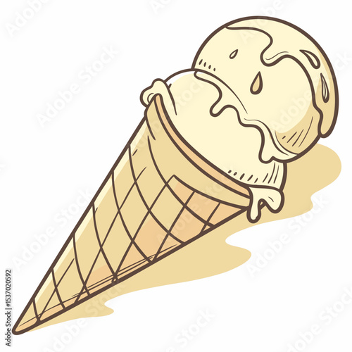 Delicious vanilla ice cream cone sweet treat summer dessert