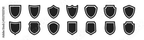 Set of black shields, guard, security, protection icons. Security shield sign vector illustration. Protection approve vector sign