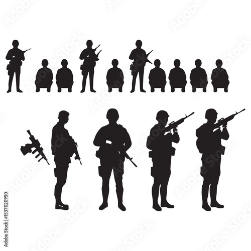 Silhouette collection of soldiers and captives