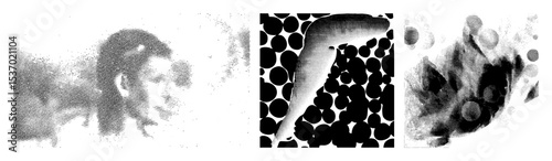 Vector Abstract vector portraits composed of dots and shapes.