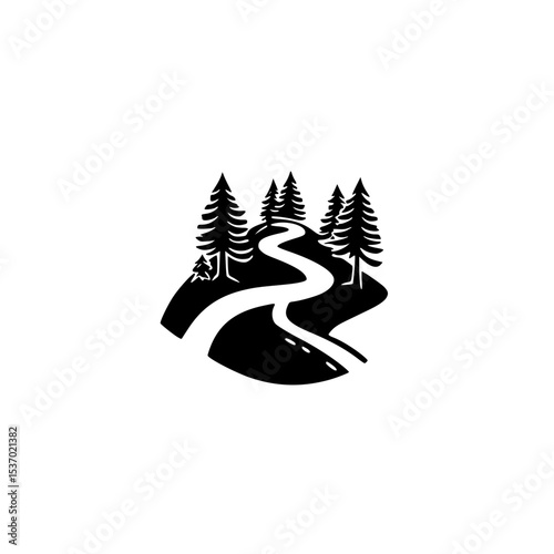 Steep Gravel Road Icon Vector