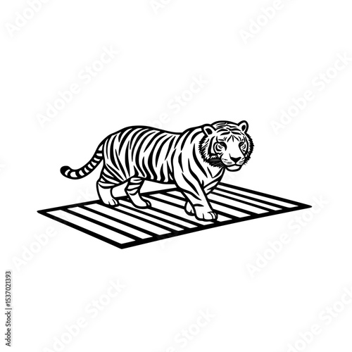Tiger Crossing Icon Vector 