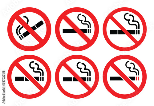 No Smoking Signs Vector Icon Set
