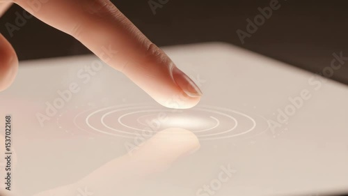 Finger touching touchscreen display
