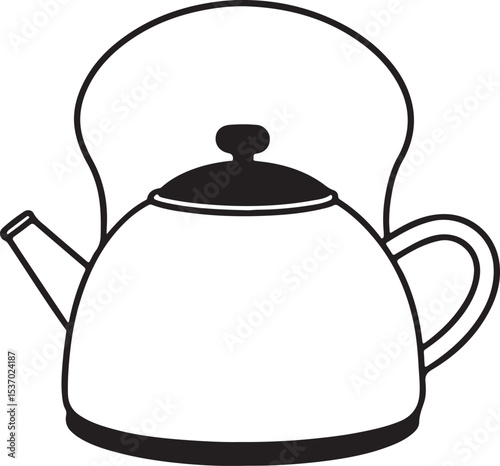 Simple tea kettle illustration isolated on white background