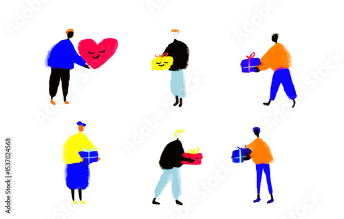 Set of web icons on the topic: Line-style gifts. Gifts icons for web and mobile apps. Machine learning, websites, online schools, AI digital technology, algorithm, smart robot, cloud computing network