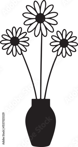 Three daisies floral illustration isolated on white background