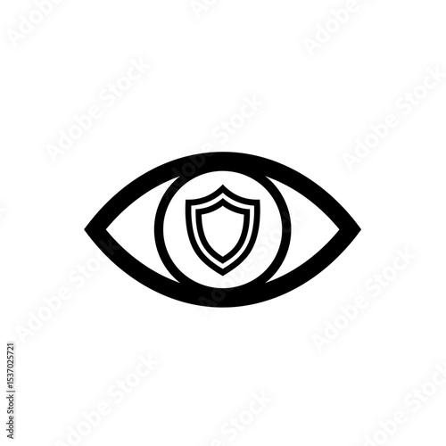 Minimalist black eye icon shield symbol center security monitoring protection surveillance