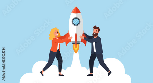 Teamwork Launching Rocket Startup Success, Innovation
