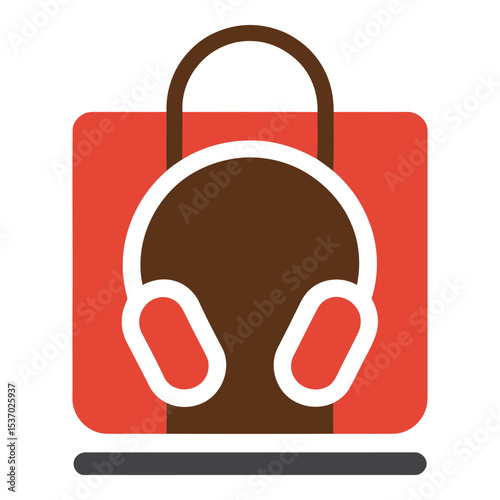 Shopping bag with headphones isolated on white background