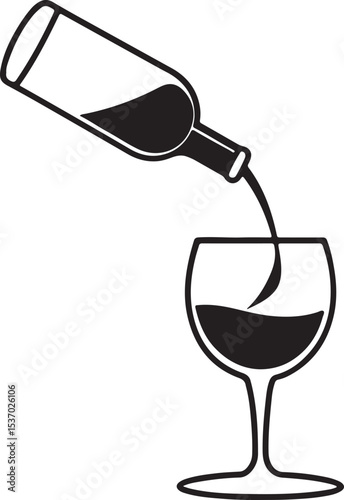 Wine pouring illustration isolated on white background