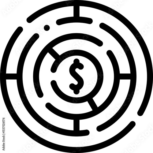 Illustration of financial maze concept showing path to money and investment strategy for business success and wealth management vector