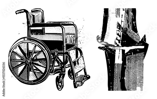 Vector Wheelchair and assisting hand vector .