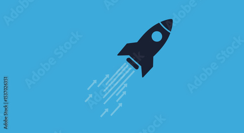 Rapid Growth, Startup Launch, Rocket Icon, Business Success, Innovation