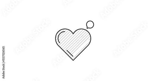 Simple Line Art Heart Icon with Speech Bubble