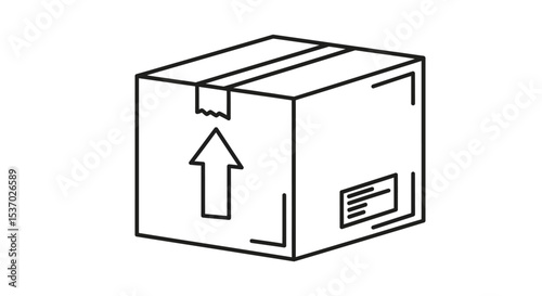 Shipping Package Illustration Upward Arrow, Sealed Box