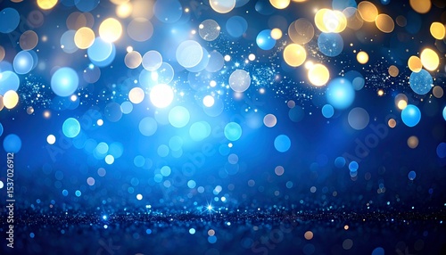 幻想的な青の玉ボケと輝きの背景３