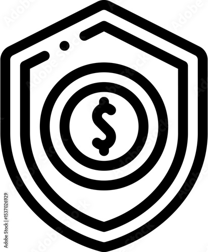 Illustration of secure investment shield icon representing financial security and protection of assets and money online payment vector
