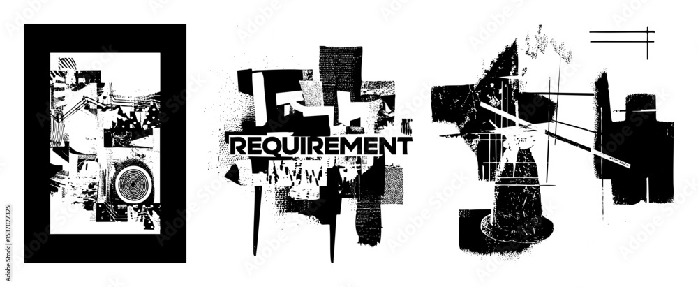 Fototapeta premium Vector Abstract geometric composition with Requirement text.