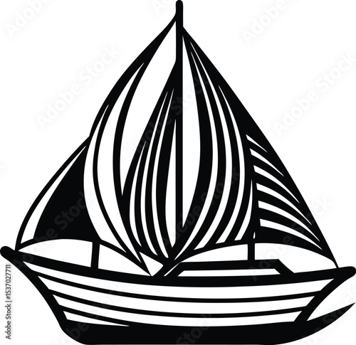 A sailboat ship silhouette on white background	