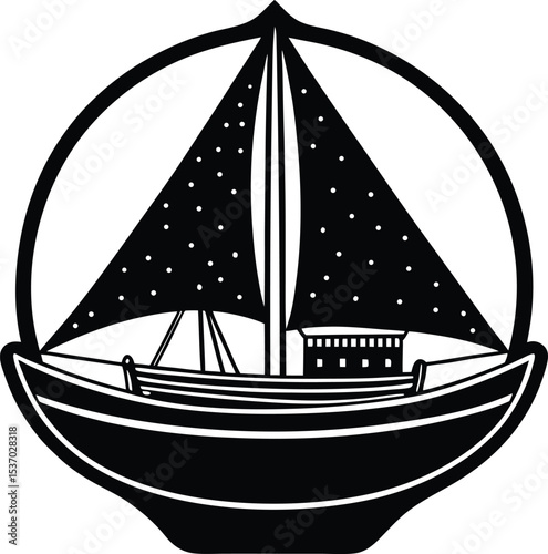 A sailboat ship silhouette on white background	