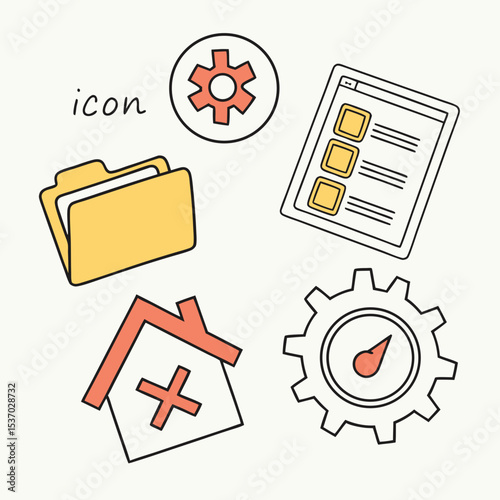 Simple line icons set for website and app development