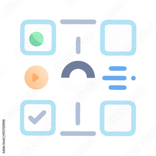 Professional design element: clean cutout ui interface icons on transparent background