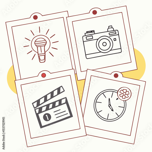 Media production icons filmmaking photography video recording time management
