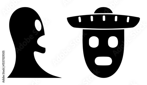 Vector Ghost and Alien Set Featuring Minimalist Shapes