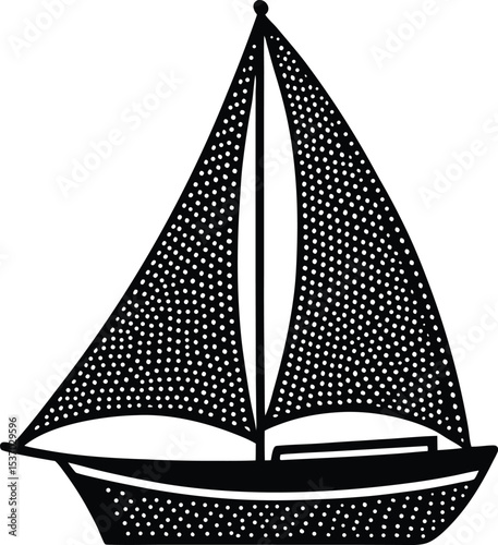 A sailboat ship silhouette on white background	