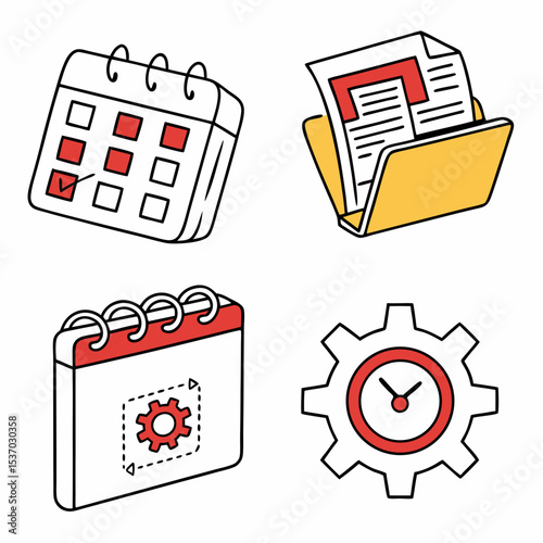 Calendar schedule planning icons time management organization productivity