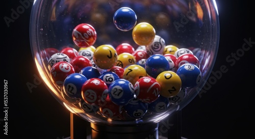 Wallpaper Mural Close-up shot of a lottery machine with numbered balls inside a glass dome Torontodigital.ca