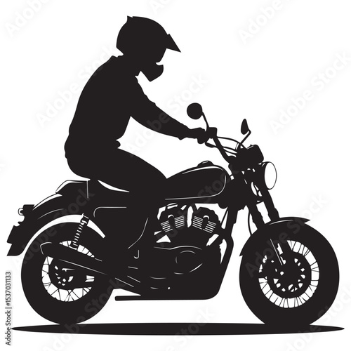 Silhouette of rider on classic motorcycle