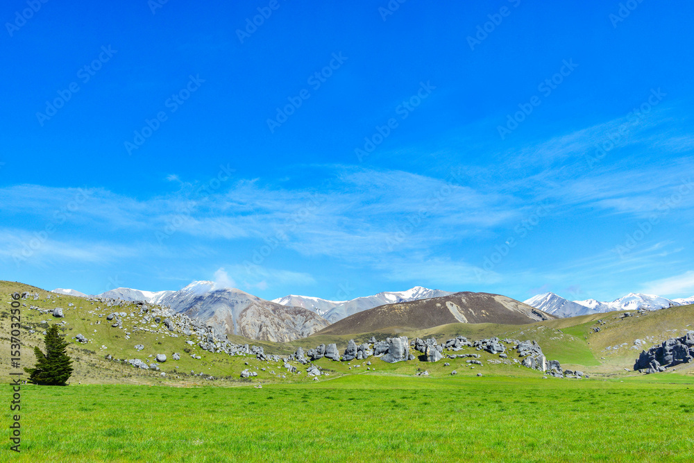 Fototapeta premium The Castle hill. Southern Alps. Arthurs Pass. New Zealand 