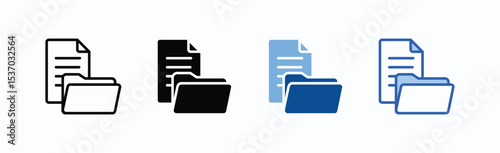 Folder icon sheet multiple style collection isolated vector