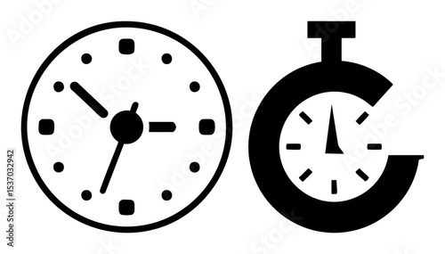 Vector Clock and Stopwatch Representing Time Management