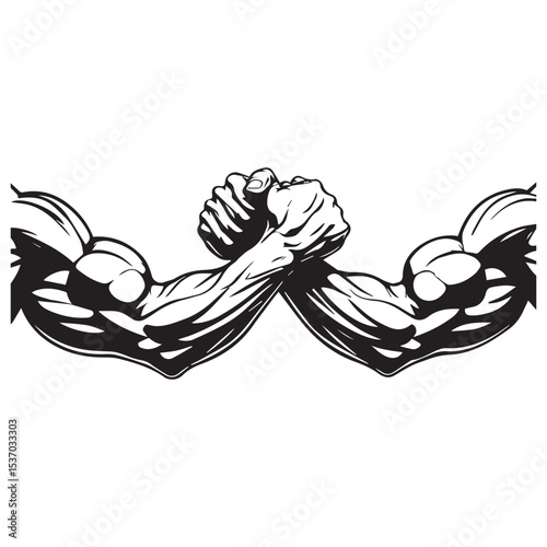 Muscular arms in arm wrestling match graphic